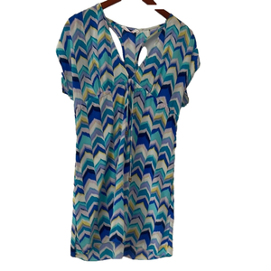 Alice & Trixie Blue Tie Front Blouse with Mandarin Collar